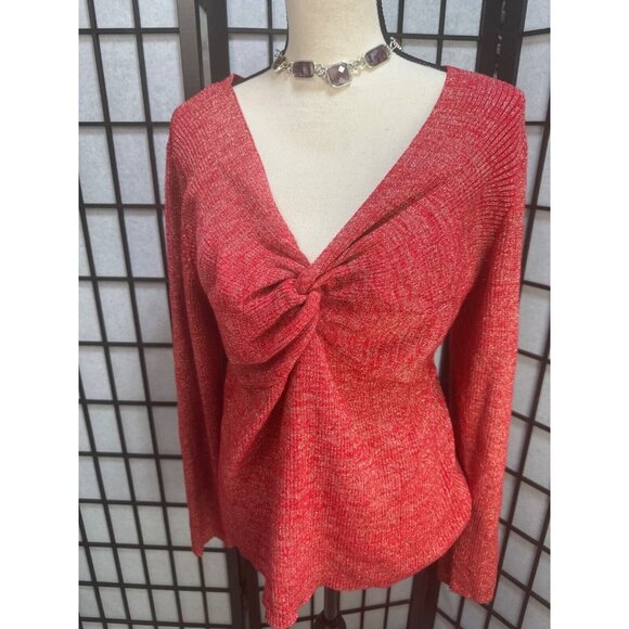 No Boundaries Sweaters - No Boundaries Womens Long Sleeve Red Knot Front Sweater XXXL